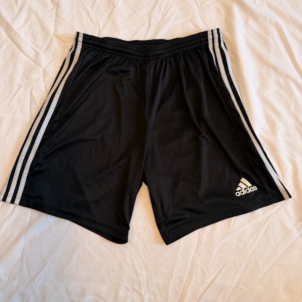 Adidas Boys Athletic Shorts Black 3-Stripe Performance